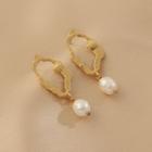 Faux Pearl Irregular Alloy Dangle Earring 1 Pair - Gold - One Size