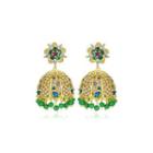 Fashion Vintage Plated Gold Geometric Wind Chimes Tassel Earrings With Green Cubic Zirconia Golden - One Size
