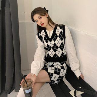 Argyle Sweater Vest / Blouse