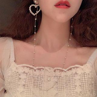 Faux Pearl Heart One-piece Earring