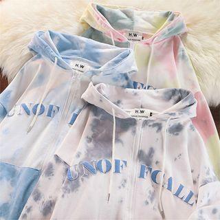 Long-sleeve Zip-up Tie Dye Hoodie