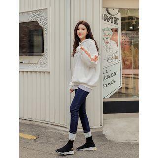 Letter Print Sleeve Hoodie