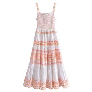 Spaghetti Strap Print Midi Sundress