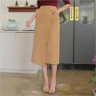 Buttoned Midi Wrap Skirt