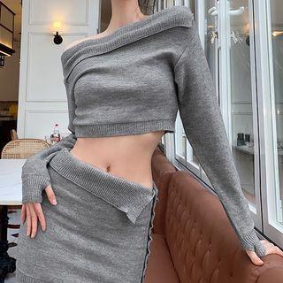Off Shoulder Knit Top / Skirt