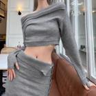 Off Shoulder Knit Top / Skirt