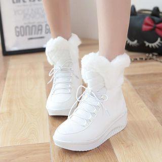 Furry Trim Platform Short Boots