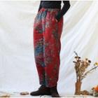 Floral Print Harem Pants Floral - Red - One Size