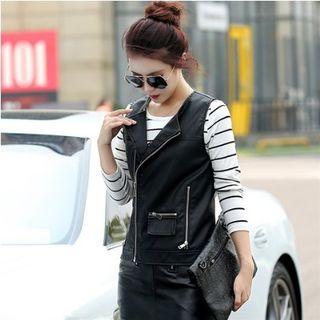 Faux-leather Zip Vest