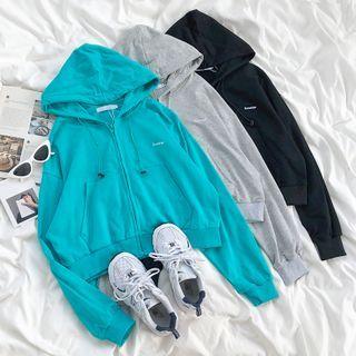 Long-sleeve Embroidered Hooded Zip Jacket