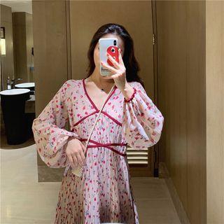 Lantern-sleeve Midi Floral Sundress
