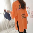 Round-neck Letter Back Long T-shirt