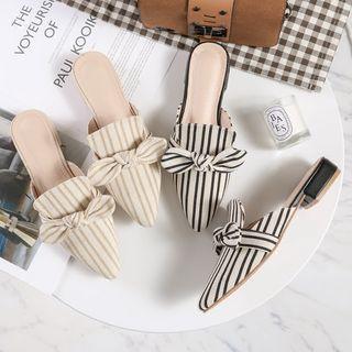 Striped Low Heel Mules