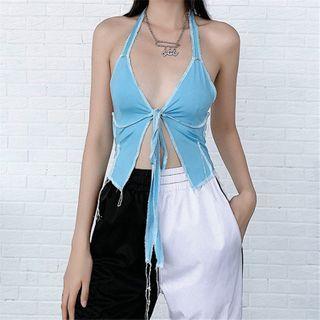 Halter-neck Tie-front Top