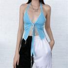 Halter-neck Tie-front Top