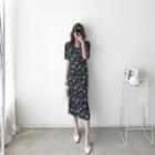 Pleated Floral Long Dress