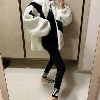Striped-trim Fleece-lined Leggings