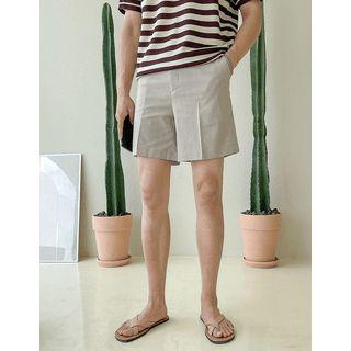 Zip-fly Cotton Blend Dress Shorts