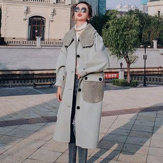 Single Breasted Fleece Panel Coat