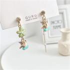Non-matching Rhinestone Flower & Bird Dangle Earring