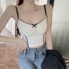Contrast Trim Bow-detail Cropped Camisole Top
