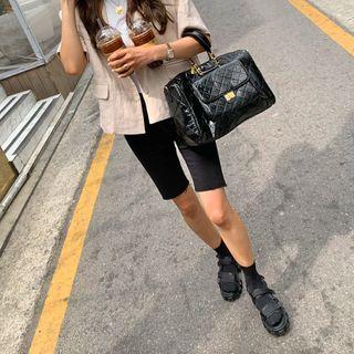Quilted Pleather Carryall Bag With Strap