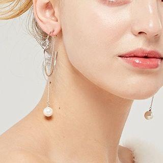Faux Pearl Swing Drop Earring