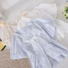 V-neck Bow Puff-sleeve Print Top