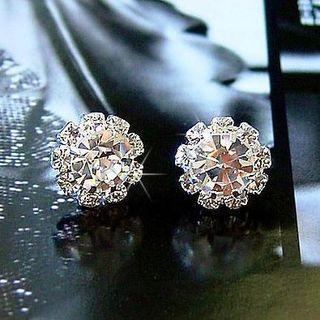 Rhinestone Alloy Earring 1 Pair - White - One Size