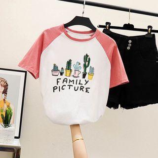 Couple Matching Short-sleeve Printed Raglan T-shirt
