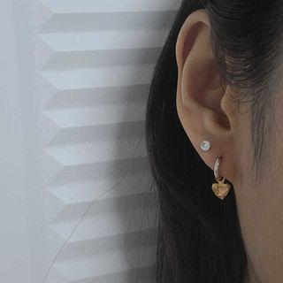 Heart Rhinestone Alloy Dangle Earring Eh1330 - 1 Pair - Gold & Silver - One Size
