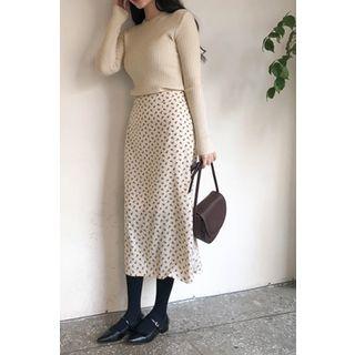 Floral A-line Long Skirt Ivory - One Size