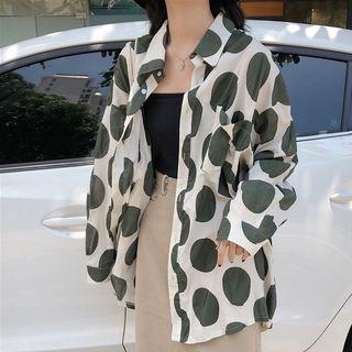 Dotted Blouse Green Dots - White - One Size