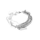 Chunky Chain Acrylic Layered Stainless Steel Bracelet Silver & Transparent - One Size