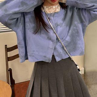 Tie Dye Crop Cardigan Blue - One Size