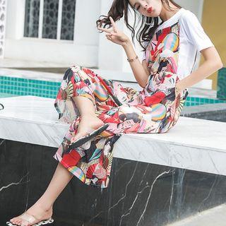 Set: Short-sleeve T-shirt + Chiffon Jumper Pants
