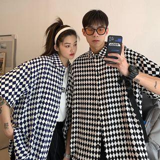 Couple Matching Elbow-sleeve Checkerboard Shirt