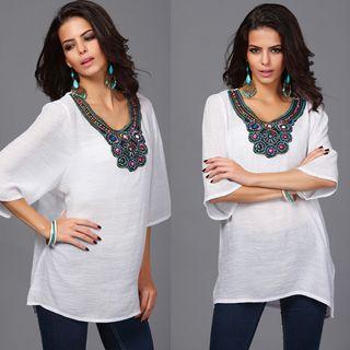 Embellished 3/4-sleeve Tunic