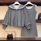 Set: Collared Sweatshirt + A-line Skirt