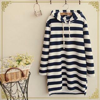 Striped Hooded Long Pullover