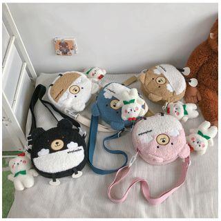 Cartoon Bear Fleece Crossbody Bag