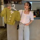Square-neck Short-sleeve Blouse / Sweatshorts