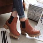 Brogue Gusset Platform Ankle Boots