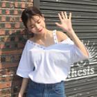 Loose-fit Plain Studded Short-sleeve T-shirt