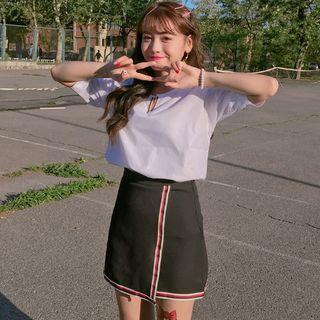 Set: Striped Trim Top + Skirt