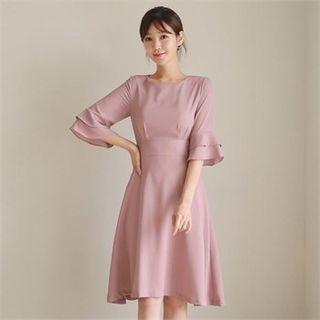 Layered-sleeve A-line Dress