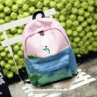 Printed Embroidery Canvas Backpack
