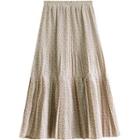 Floral Print Velvet Midi A-line Skirt