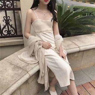 Slit-side Strappy A-line Midi Dress