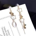 Non-matching Faux Pearl Faux Crystal Alloy Star Dangle Earring 1 Pair - Gold - One Size